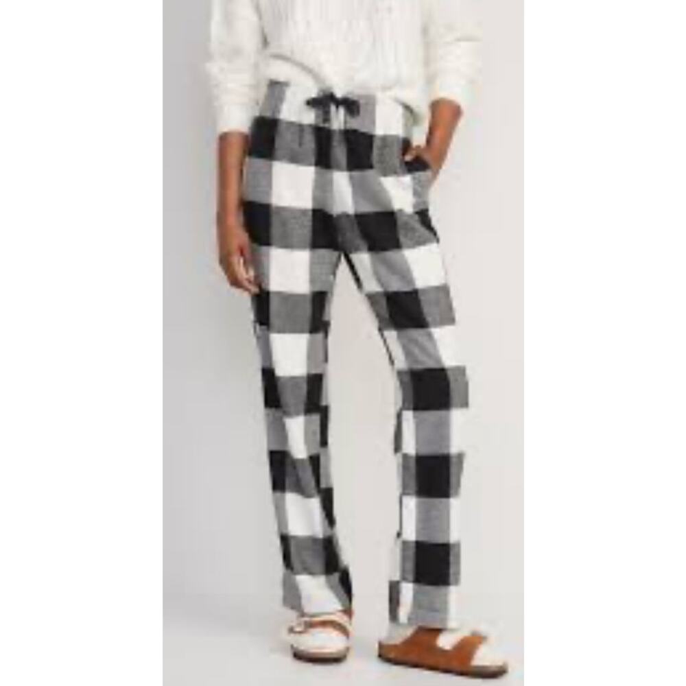 Old Navy Black Flannel Buffalo Plaid Cotton Pajama Loungewear Women Pants Small
